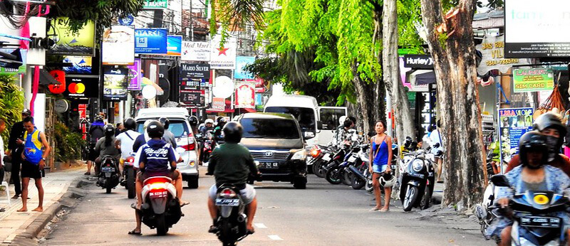 Legian, one of the most popular areas to stay in Bali