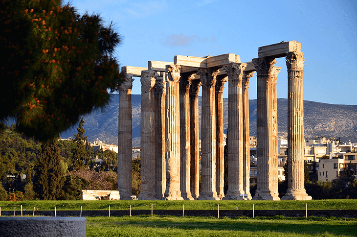 How many days in Athens Day 1 temple of Olympian