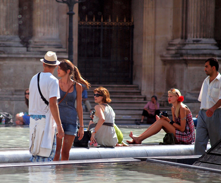 Tourists Outside the Louvre