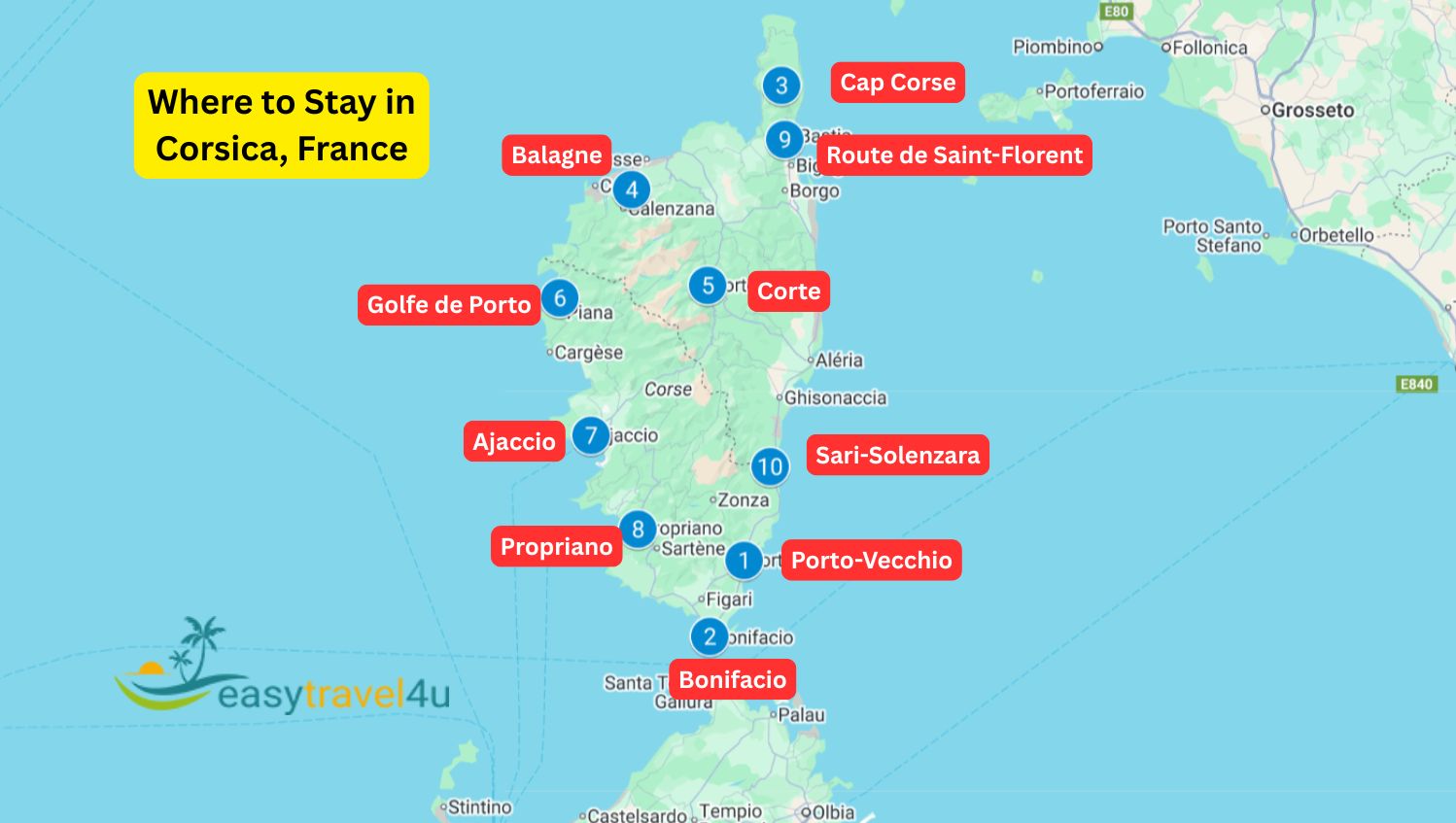 Where to stay in Corsica on Map