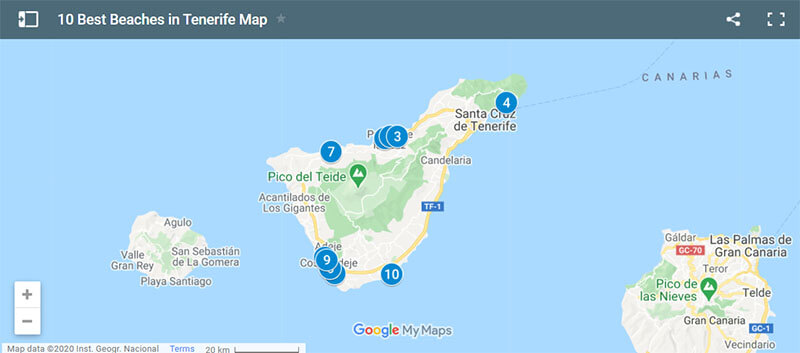 Best beaches in Tenerife Map