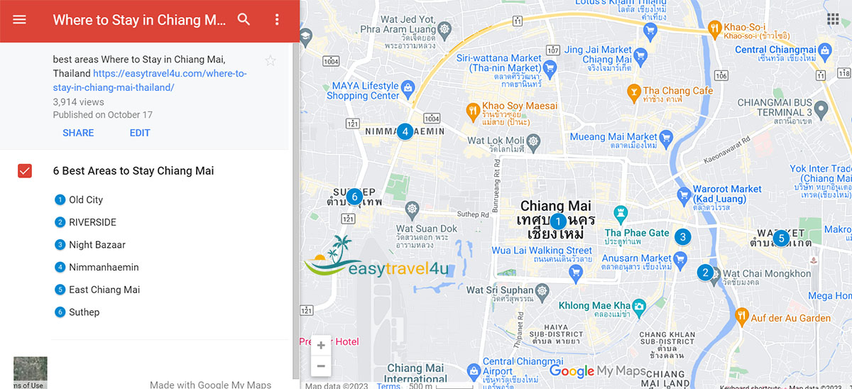 Map of Best Areas & Neighborhoods in Chiang Mai