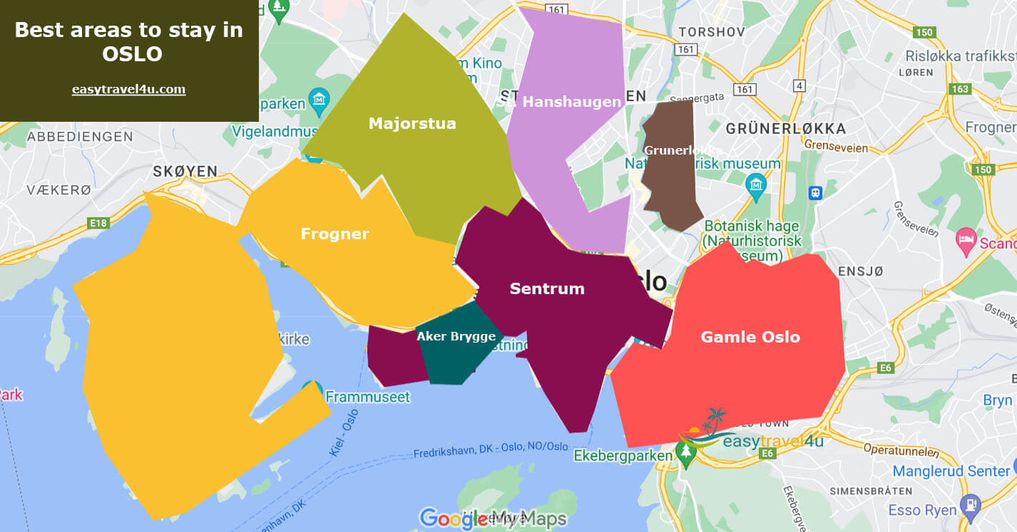 Map of Best Areas & Neighborhoods in Oslo
