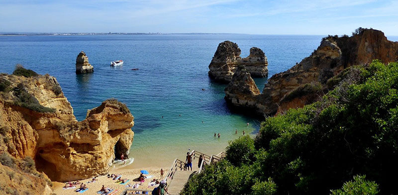 Lagos, where to stay in Algarve for beaches with beautiful steep cliffs