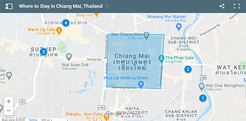 Where to Stay in Chiang Mai, Thailand map