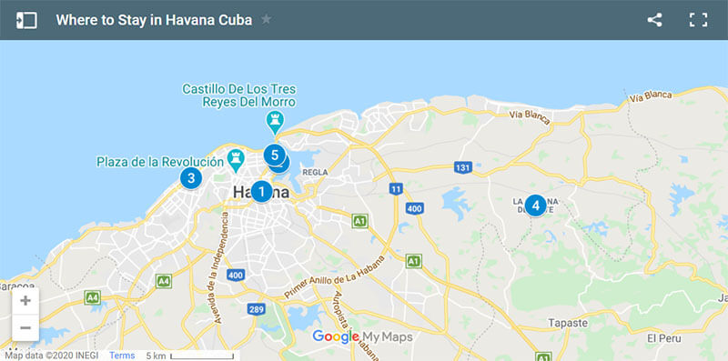 Where to Stay in Havana Map