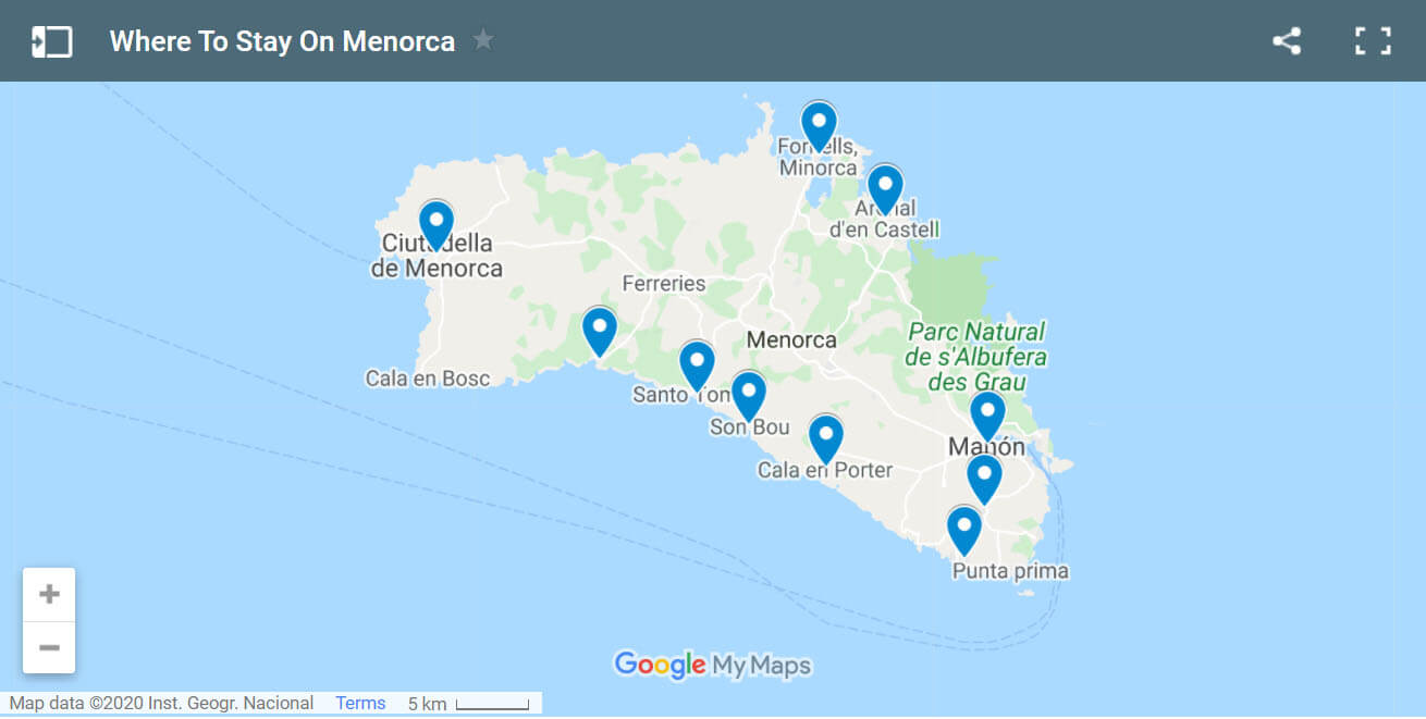 Menorca Map Beaches