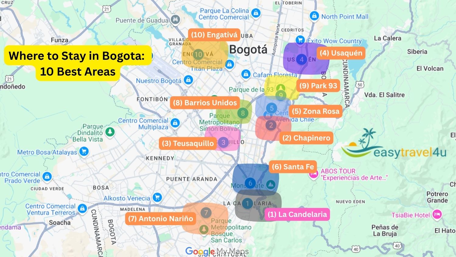 Where to stay in Bogota on Map