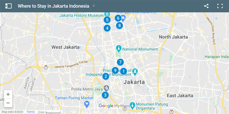 Where to Stay in Jakarta Indonesia Map