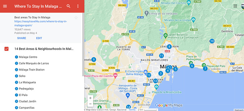 Where to Stay in Malaga Map of Best Areas