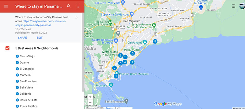 Where to stay in Panama City Map of Best Areas