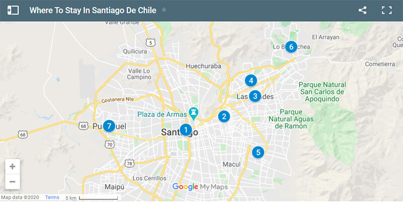 Where To Stay In Santiago De Chile Map