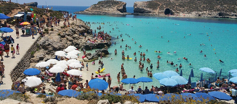 Comino Island, a popular destination for hiking and camping