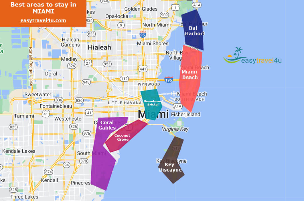 Map of Best Areas to Stay in Miami 