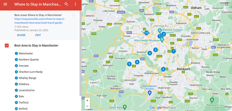 Where to Stay in Manchester map of Best Areas & Neighborhoods