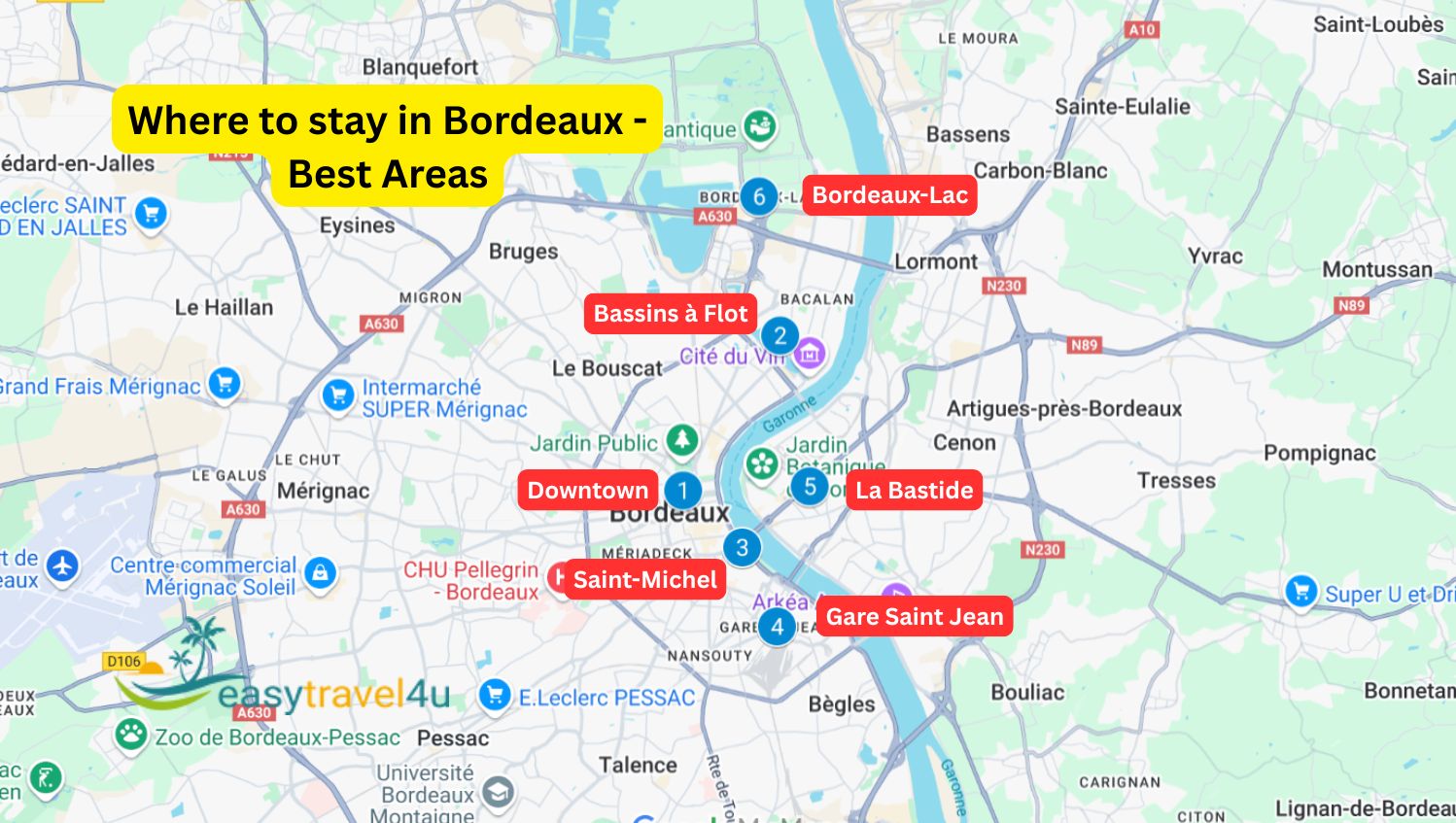 Where to stay in Bordeaux on map