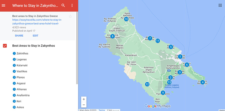Where to Stay in Zakynthos Map of 13 Best Areas & Towns