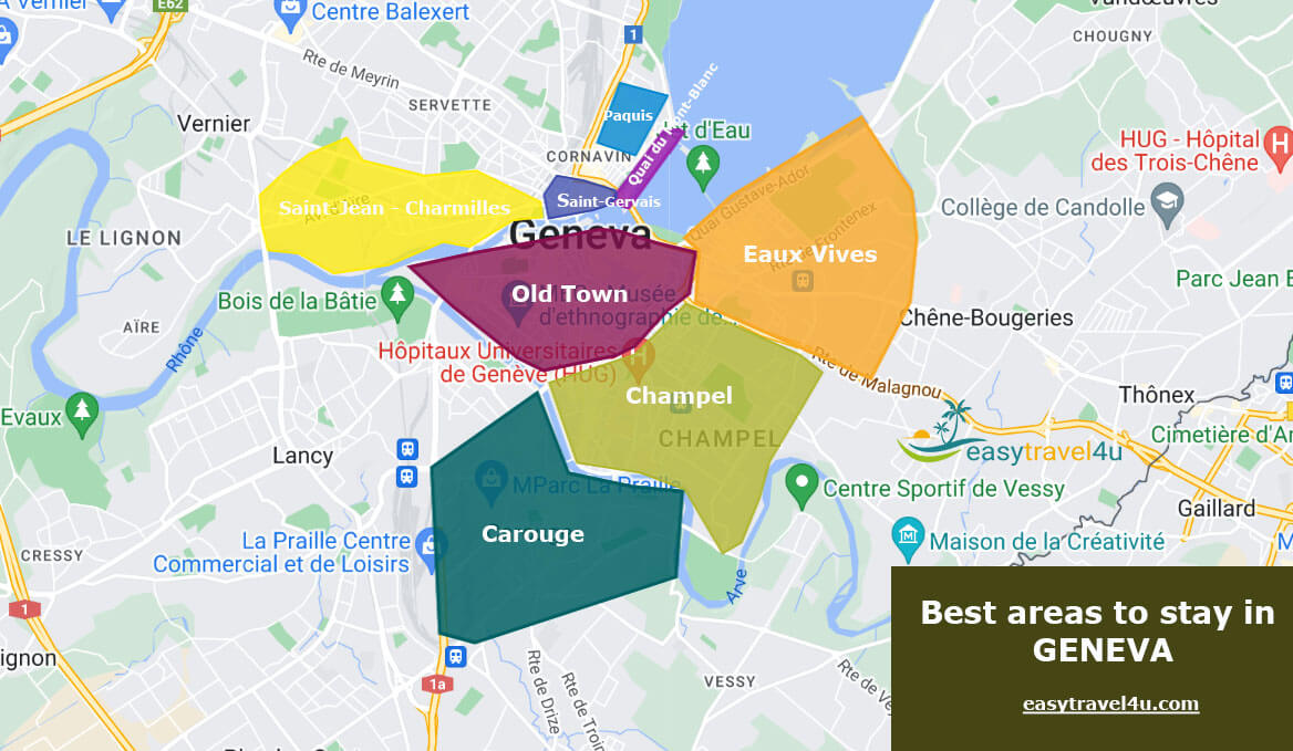Map of Best Areas & neighborhoods in Geneva