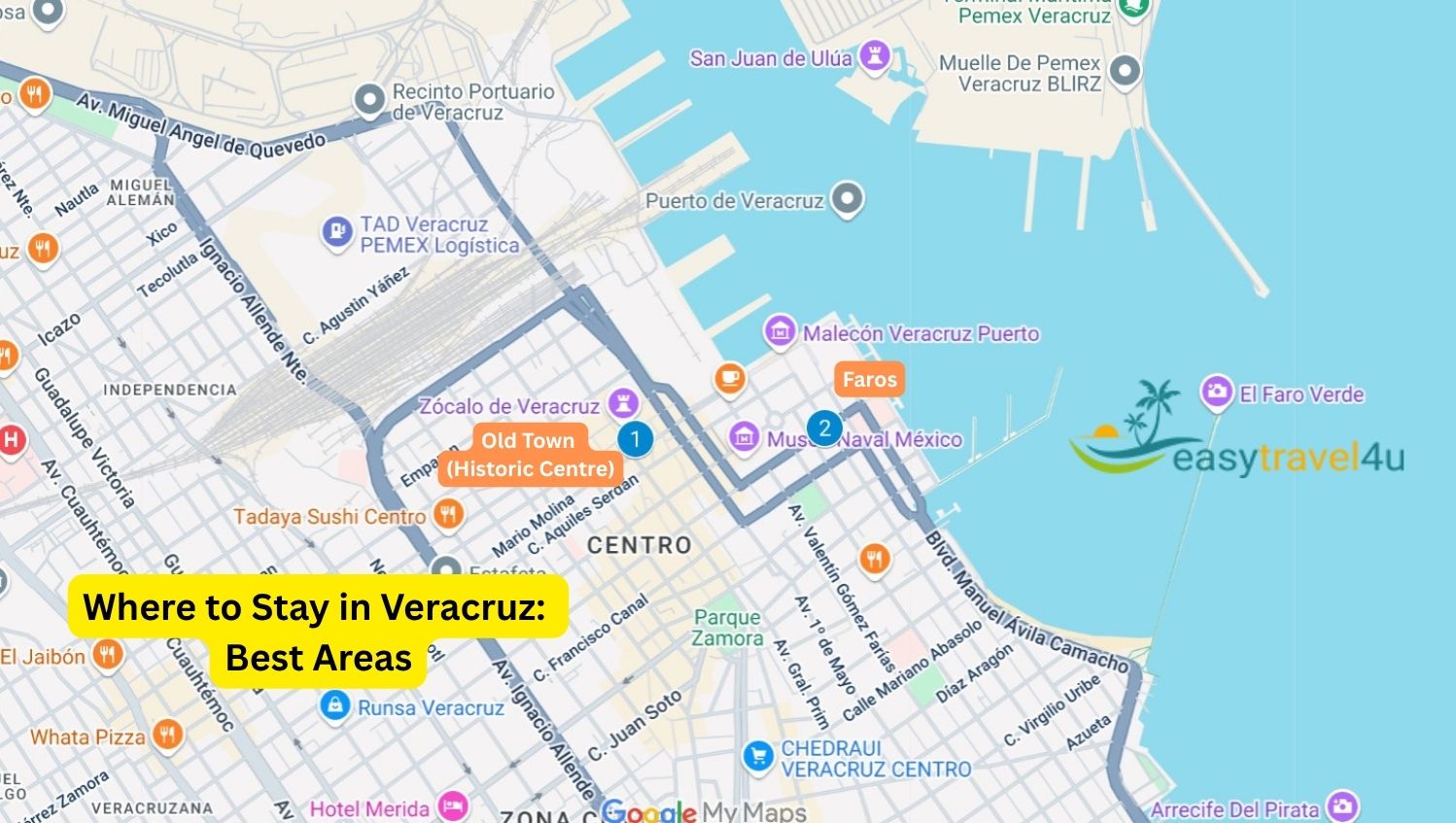 Best areas to stay in Veracruz on Map