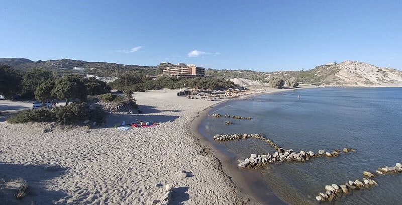 Agios Stefanos, beautiful sandy beach on south coast Kos