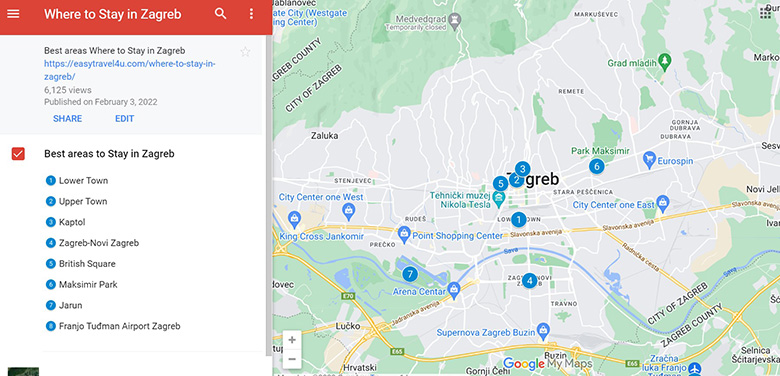 Where to Stay in Zagreb map of Best Areas & Neighborhoods