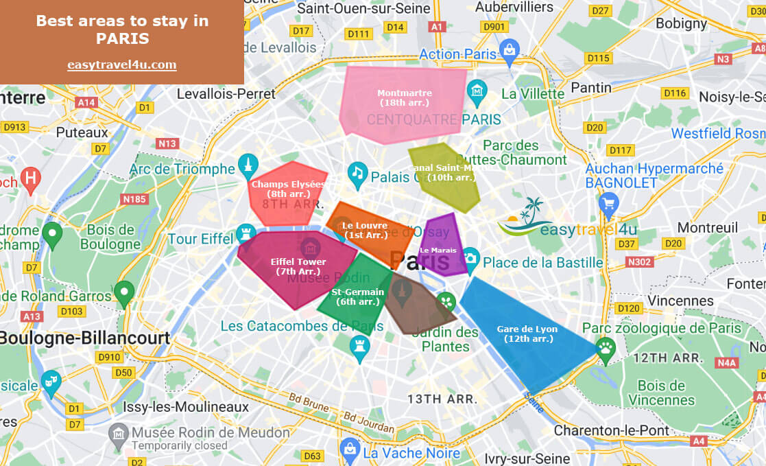 Map of Best areas & neighborhoods in Paris