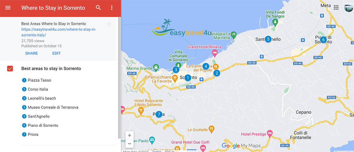 Where to stay in Sorrento Map of Best areas and neighborhoods