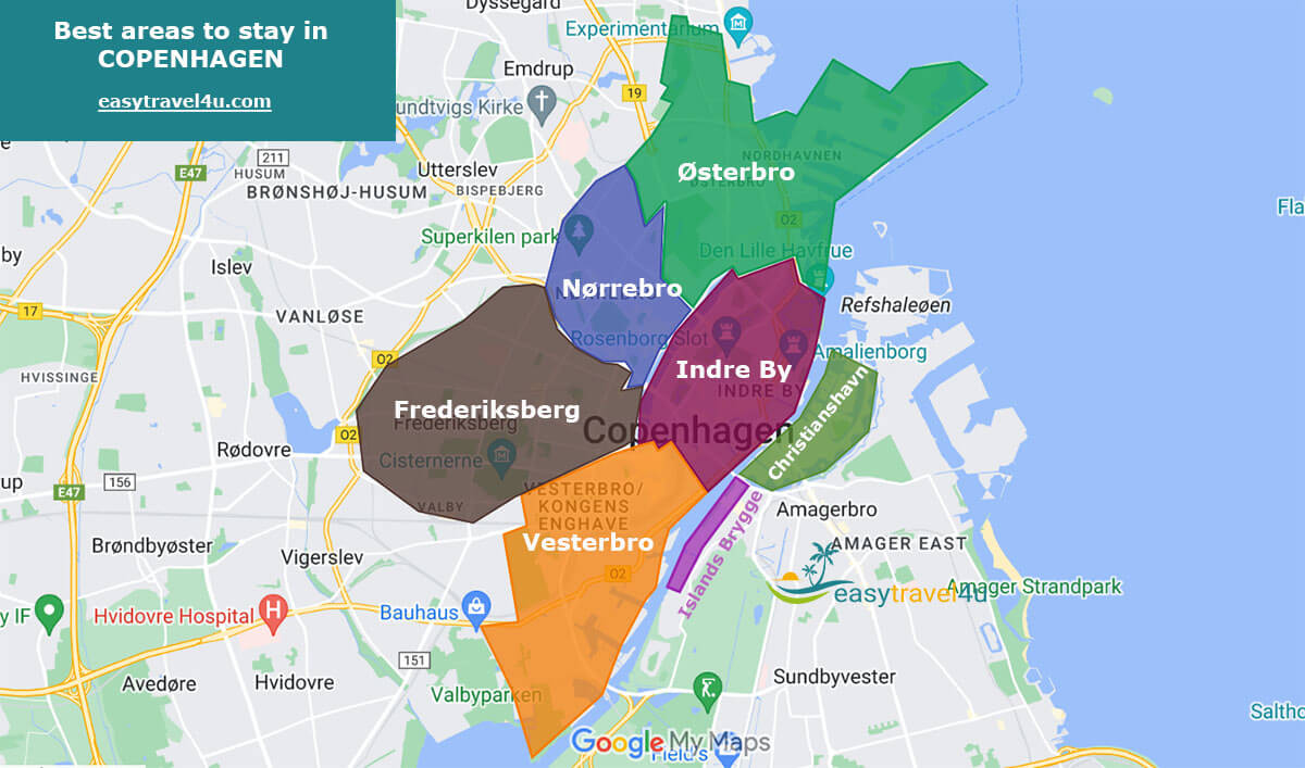 Map of Best Areas & Neighborhoods in Copenhagen