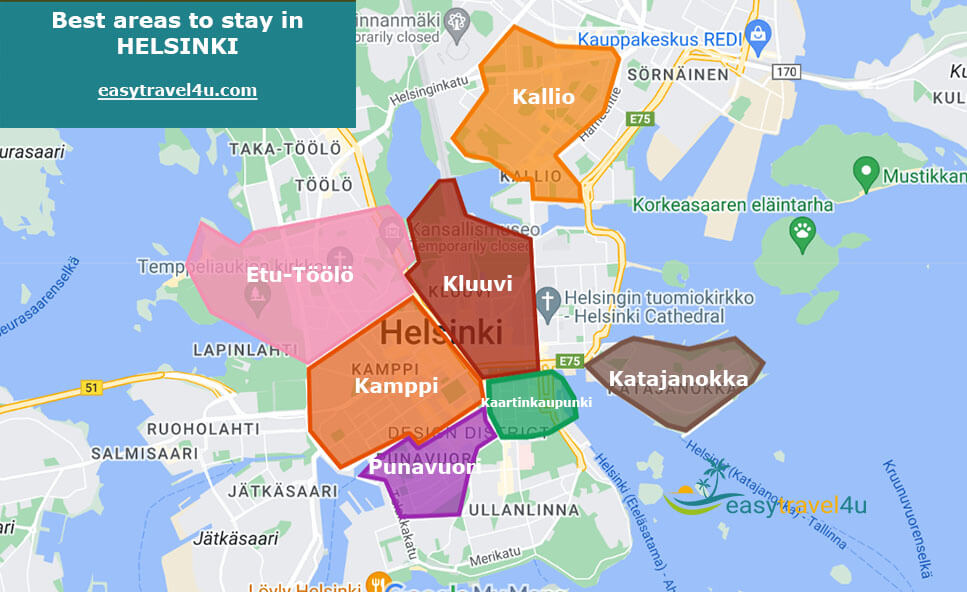 Map of Best Areas & Neighborhoods in Helsinki