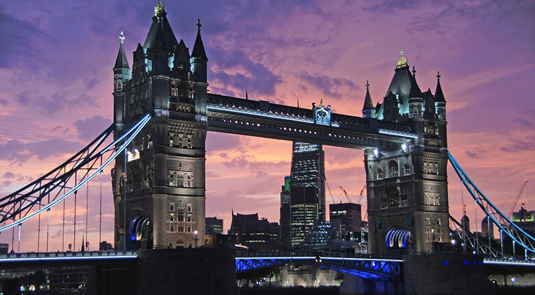 Tower Bridge, the city of London