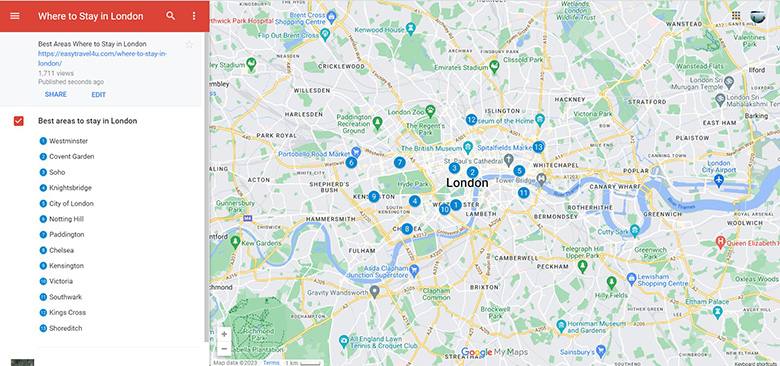 Where to Stay in London for First Time Map of Best Areas