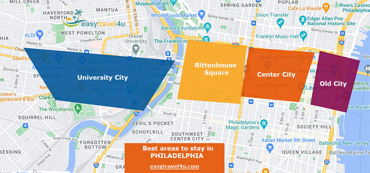 Map of 8 Best Areas & neighborhods to Stay in Philadelphia 