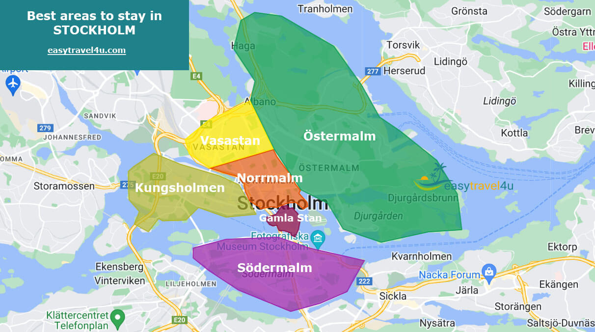 Map of Best Areas & Districts in Stockholm