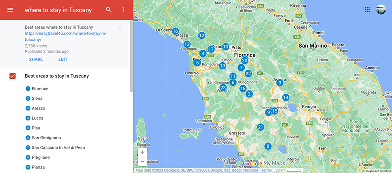 Where to Stay in Tuscany Map of Best Areas & Towns