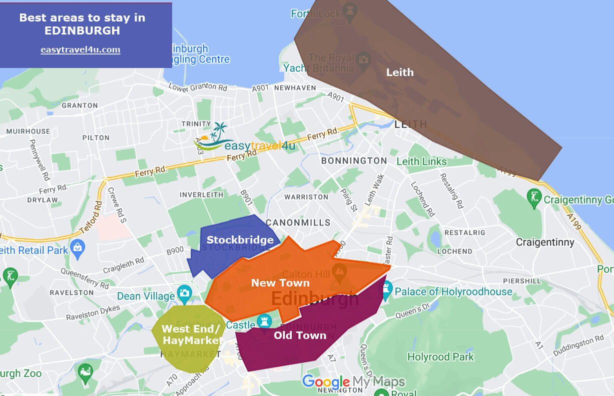 Map of Best Areas & Neighborhoods in Edinburgh 