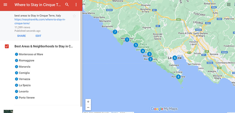 Where to Stay in Cinque Terre  map of Best Towns