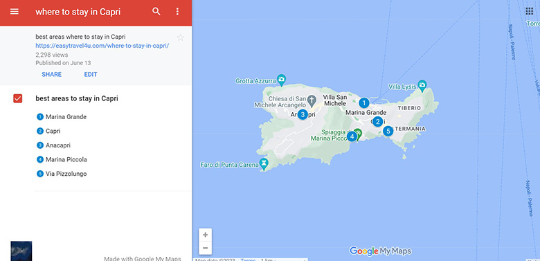 Where to Stay in Capri Map of Best Areas 
