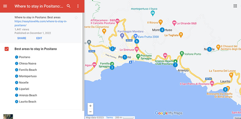 Where to stay in Positano map of Best areas & Hotels
