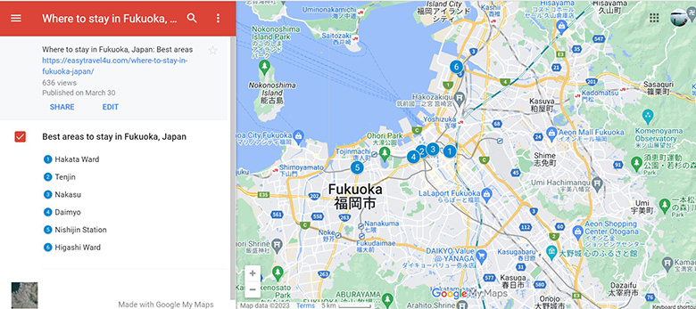 Where to stay in Fukuoka, Japan map of Best areas & neighborhoods