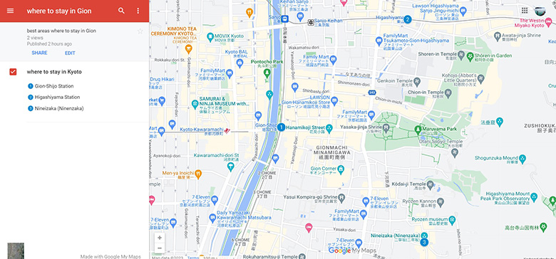 Where to Stay in Gion: Best areas map