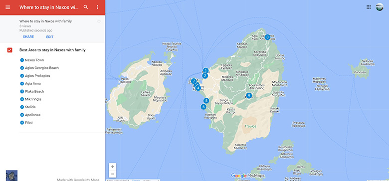 Where to stay in Naxos with family Map of 9 Best areas 
