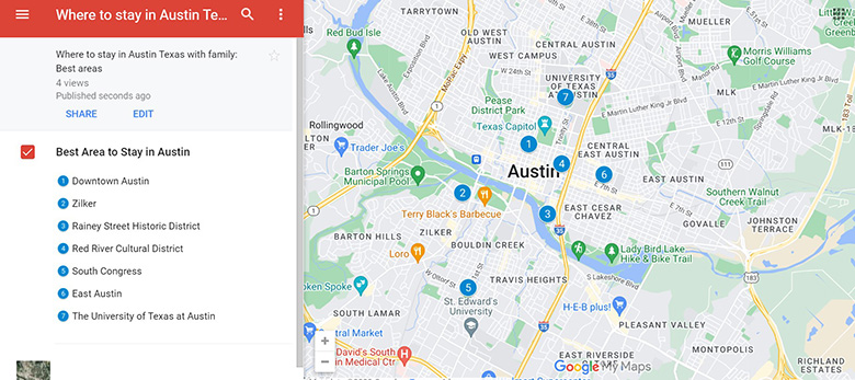 Map of Where to stay in Austin with family: Best areas