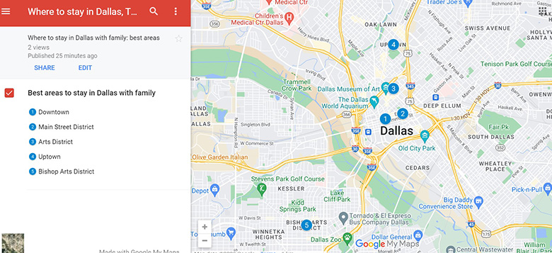 Map of Best areas Where to stay in Dallas with family 