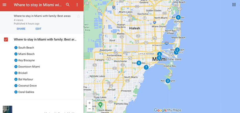 Map of Where to stay in Miami with family: Best areas